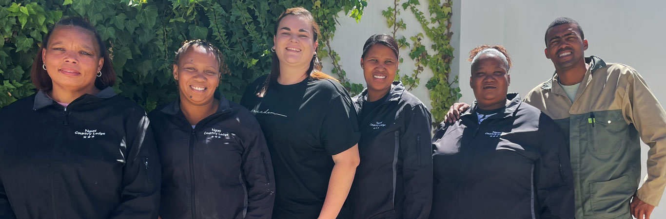 Tanya, Mary, Marieta, Maria, Kaptein and Brandon - About us at Nguni Country Lodge - contact us for everything you'd expect and more!